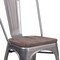 Flash Furniture Lincoln 4 Pack Silver Antique Finish with Clear Coat Metal Stackable Chair with Wood Seat 4-XU-DG-TP001-WD-GG - alternate 7